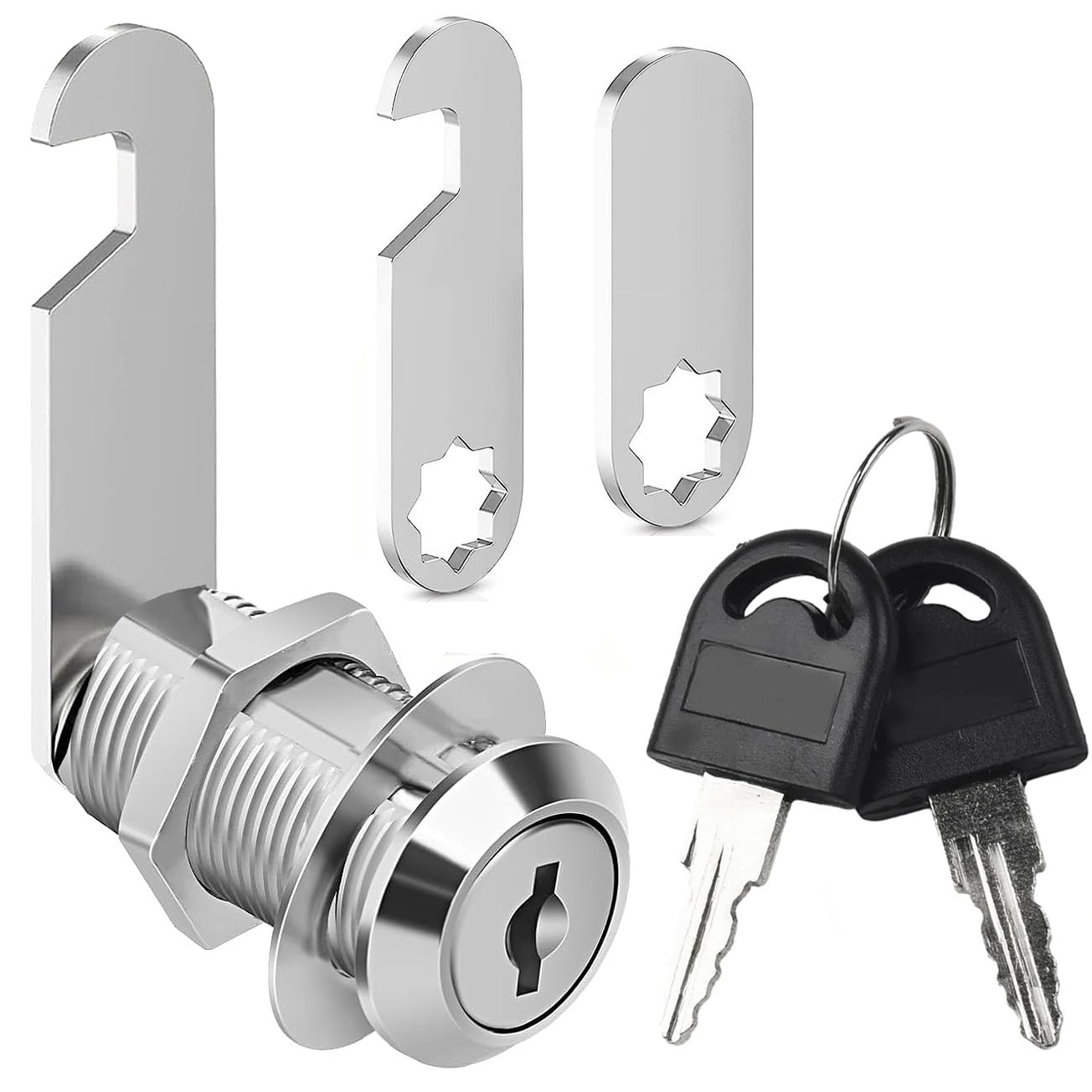 Litensh Security Mailbox Lock with Different Keys, 30mm Letter Post Box Locks, Cabinet Drawer Cam Cupboard Toolbox Door Furniture Locker Lock Come with 2 Different Plates