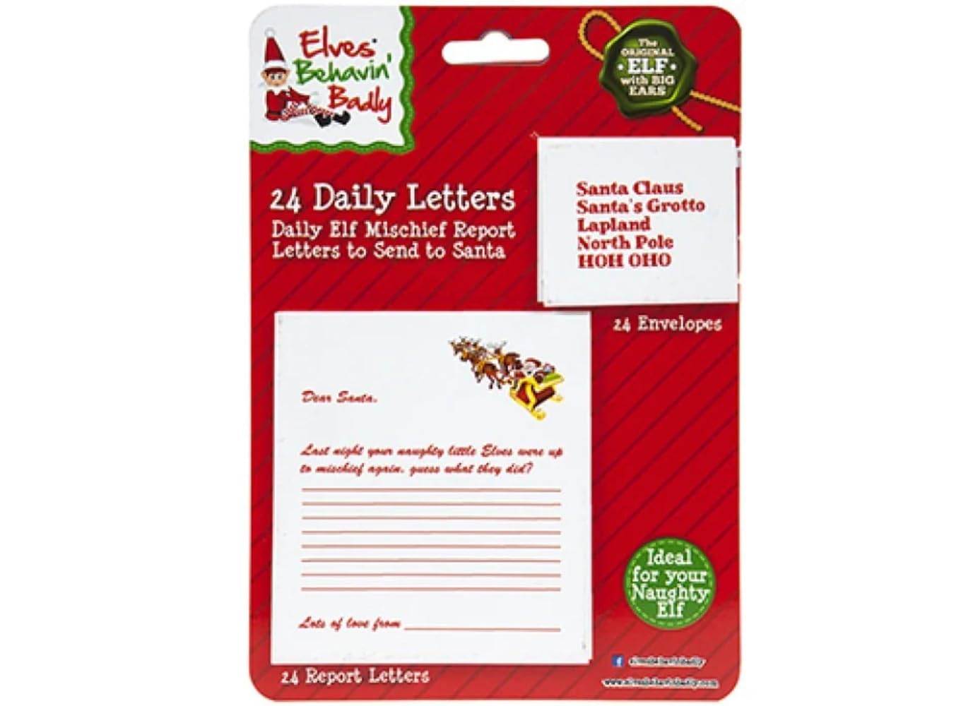 24 Daily Elf Mischief Report Letters & Envelopes - To Send to Santa - Christmas Countdown - Elves Behaving Badly