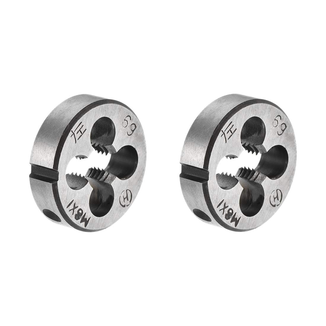 sourcing map M8 X 1 Metric Round Die, Machine Thread Left Hand Threading Die, Alloy Tool Steel Screw Thread Cutting Die, 2pcs