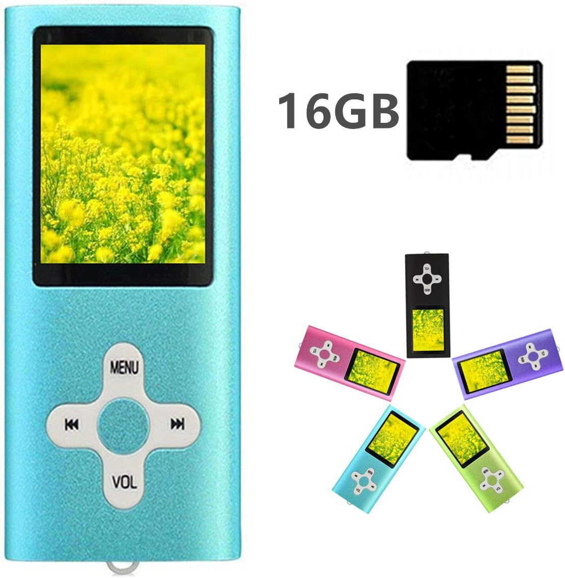MP3 Player MP4 Player with a 16GB Micro SD Card, Runying