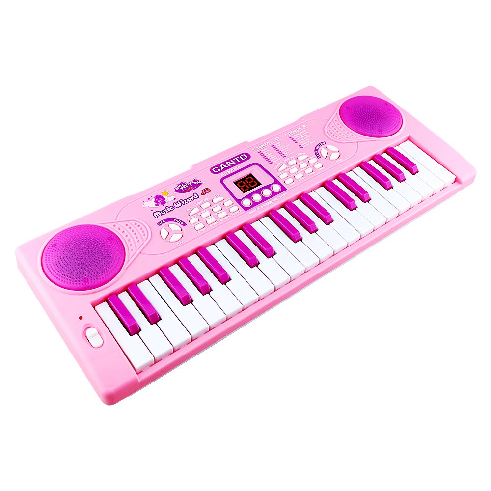 Shayson Piano for Kids, 37 Key Multi-function Electronic Keyboard Piano Play Piano Organ with Microphone Educational Toy for toddlers Kids Children (Pink)