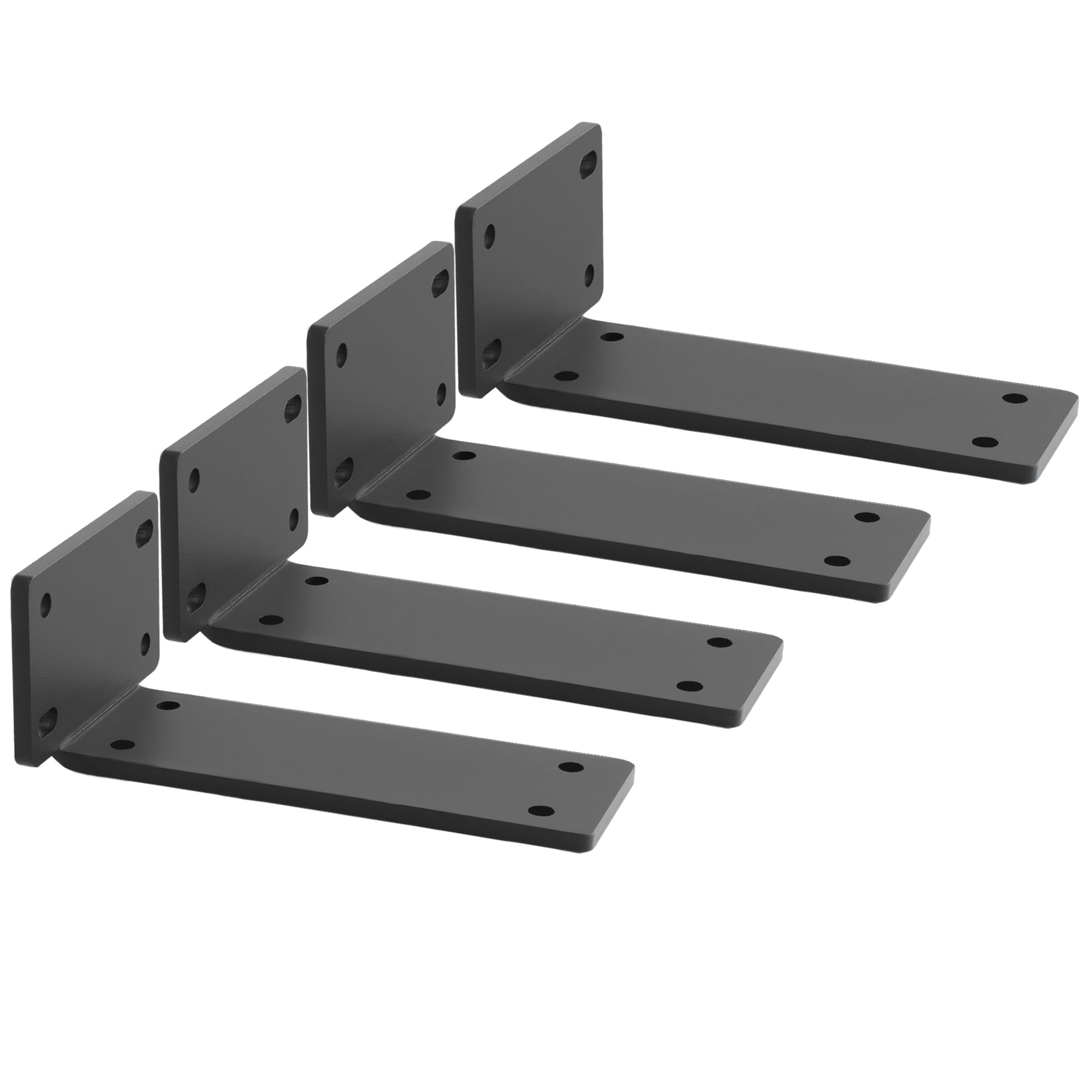 Mooche 4PCS Black Shelf Brackets, Heavy Duty Floating Shelf Bracket, Scaffold Board Shelf Brackets 5inch/12.7cm, 90 Degree Metal L Bracket for Shelves Support Wall Hanging