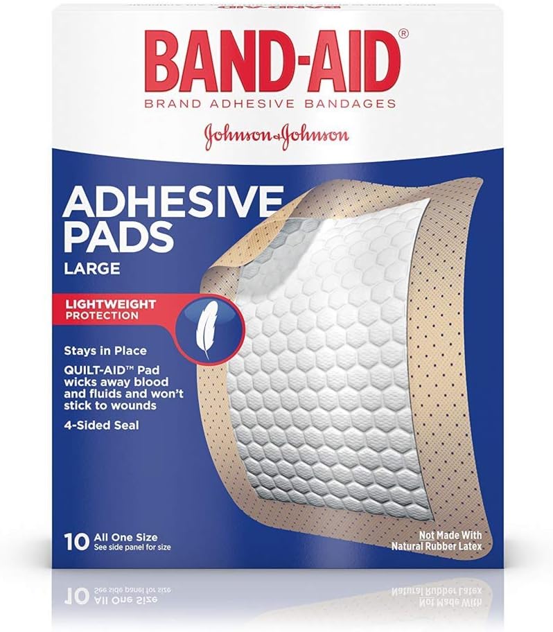 Johnson&Johnson band-aid adhesive bandages, large adhesive pads, 10-count bandages (pack of 6) (381370047681)