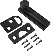 Luomorgo 2 Inch Solid Brass Surface Bolt, Matte Black, 1 Pack | Slide Latch Door Lock Bolt, Heavy Duty, For Recessed Doors, For Flush Gates, French Door Lock