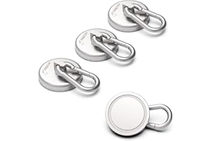 Ant Mag Magnetic Hooks 140LBS Heavy Duty Neodymium Magnet with Swiveling Carabiner Magnet Snap Hook for Indoor/Outdoor Hanging Bag Kitchen Garage Magnet Type Cruise Ship Magnetic Hook (4 Pack)