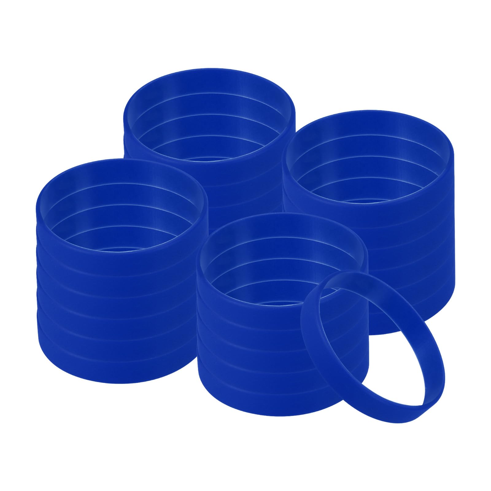 PATIKIL Silicone Bracelets, 24 Pack Colored Rubber Wristbands Blank Stretch Sports Bands for Adults Teen Sports Team Games, Blue