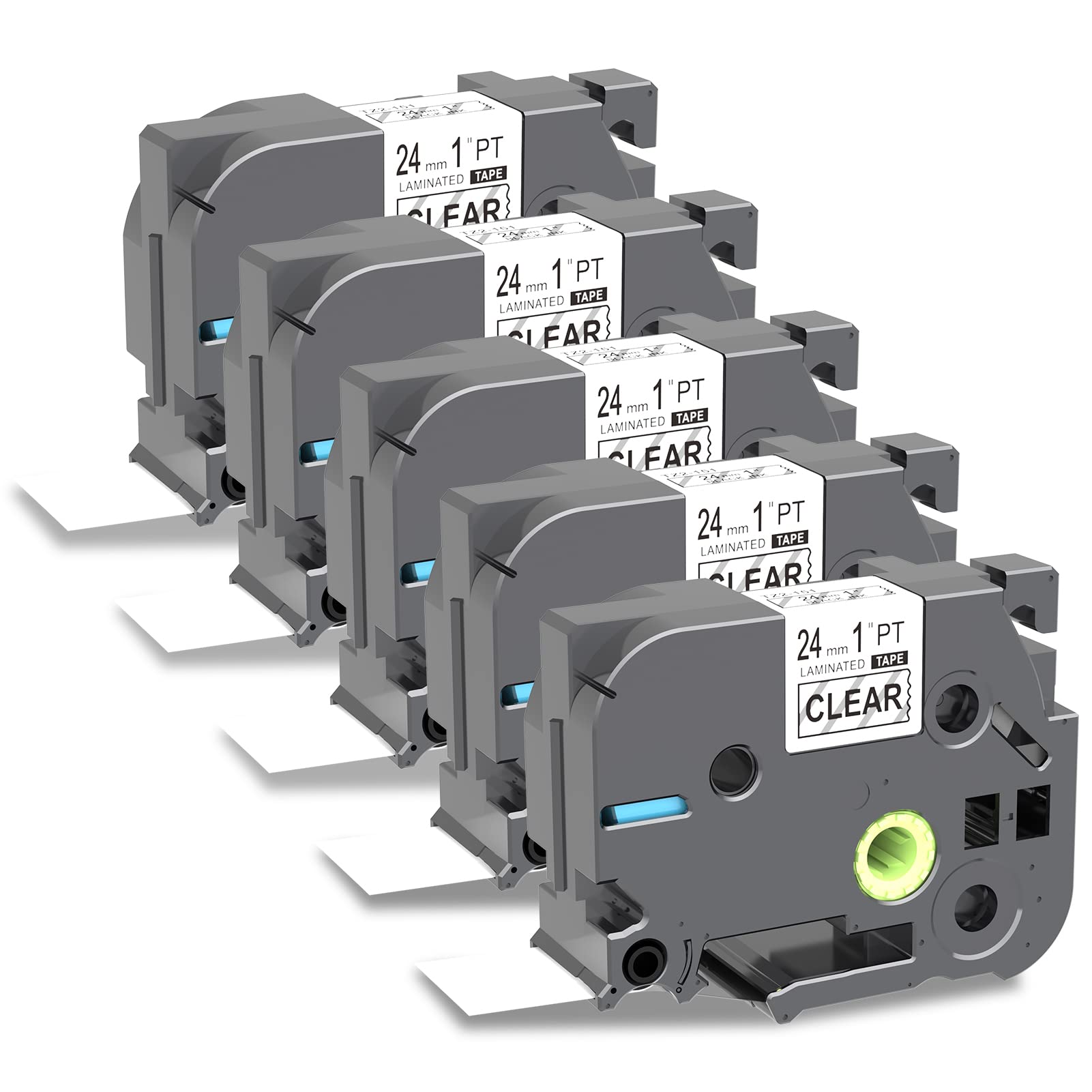 PROFICETIK 5 X 24mm Clear Labels Replacement for Brother Label Tape Tz151 Tape for Brother P-Touch Label Maker PT-D600 PT-E550WVP PT-2430PC PT-P750W, Black on Clear