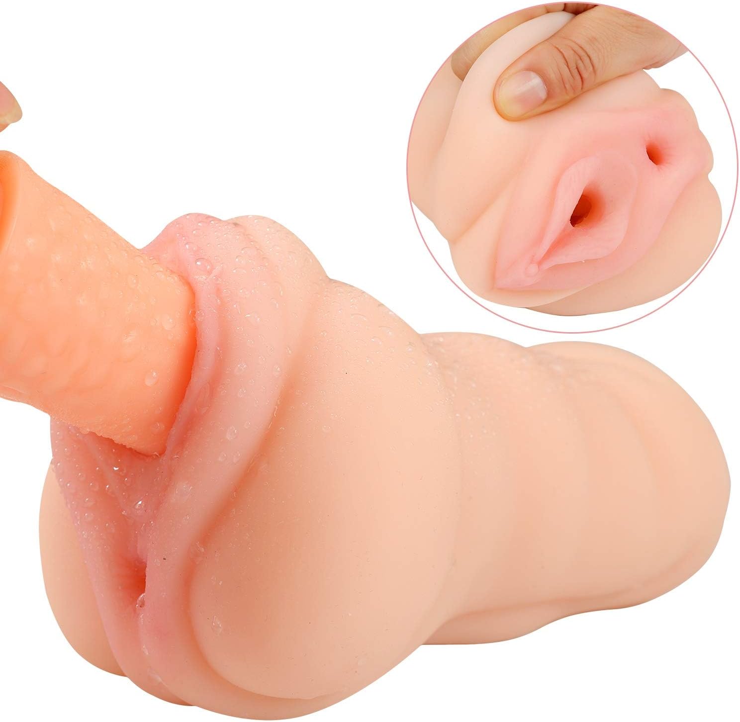 Bedding Ergonomics 3D Double-Hole Realistic Texture Rubbing Interaction Soft and Flexible Body Relaxing Men's Perfect Gift (Color : Meat Color)
