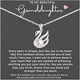 Granddaughter Gifts from Grandma Grandpa, Granddaughter Necklace, Granddaughter Birthday Gifts, Sterling Silver Pearl Swan Necklace for Granddaughter with Message Card and Luxury Gift Packaging