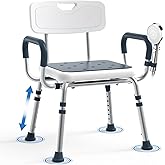 Shower Chair for Seniors with Adjustable Height & Tool-Free Assembly, Shower Bench for Inside Shower, Bathroom Stool with Pad