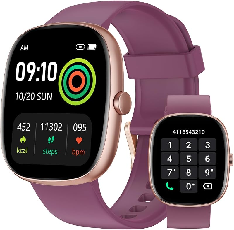 Reloj Inteligente Hombre Mujer con Llamadas Bluetooth 5.3, Smartwatch Deportivo 3ATM Impermeable con 113 Modos Deportivos, Monitor de Pulsómetro, Sueño y SpO2, Reloj Digital (Morado)