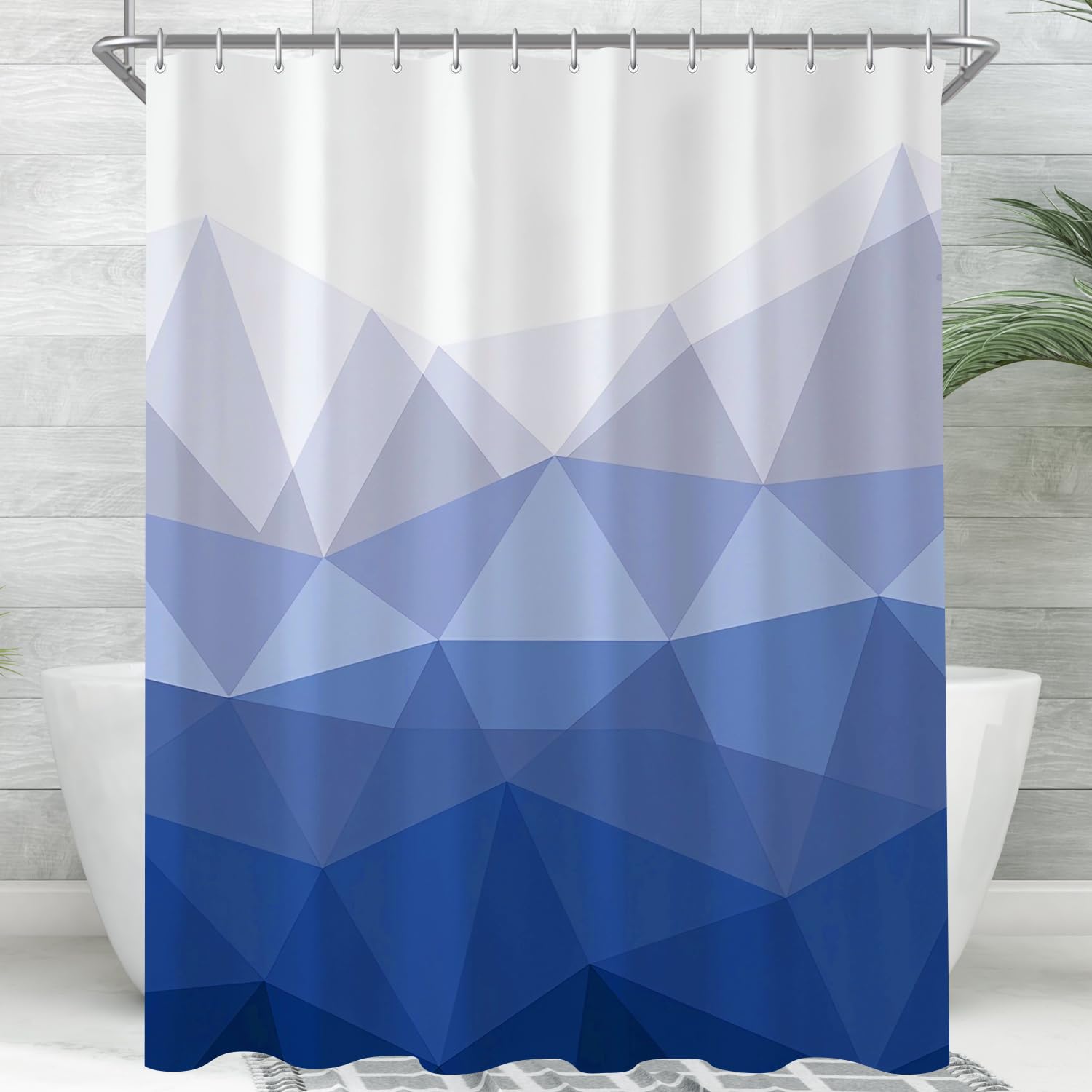 Lerores Shower Curtain, 150 x 180 cm, Geometric Gradient, Weighted Hem, Anti-Mould, Water-Repellent, Washable Polyester Bath Curtains with 8 Eyelets and Shower Curtain Rings for Bathroom, Bathtub