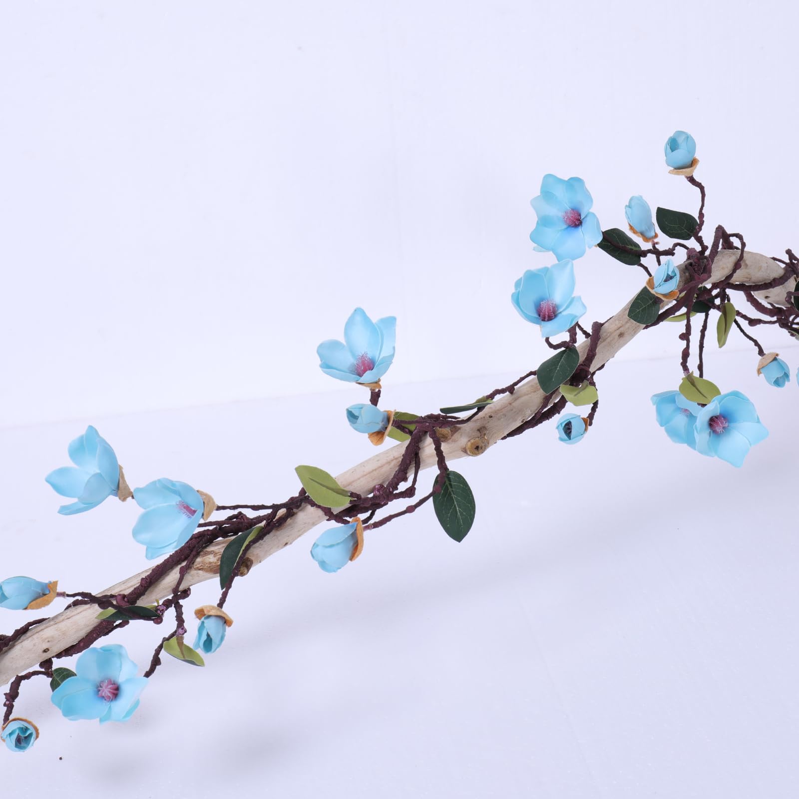 Photo 1 of 160cm/63inch Bendable Artificial Magnolia Flower Tree Branches Garland Orchid Door Hanging Floral Vines Wreath for Wedding Sign Arch Wall Backdrop Home Garden Mantel Decoration (Blue)