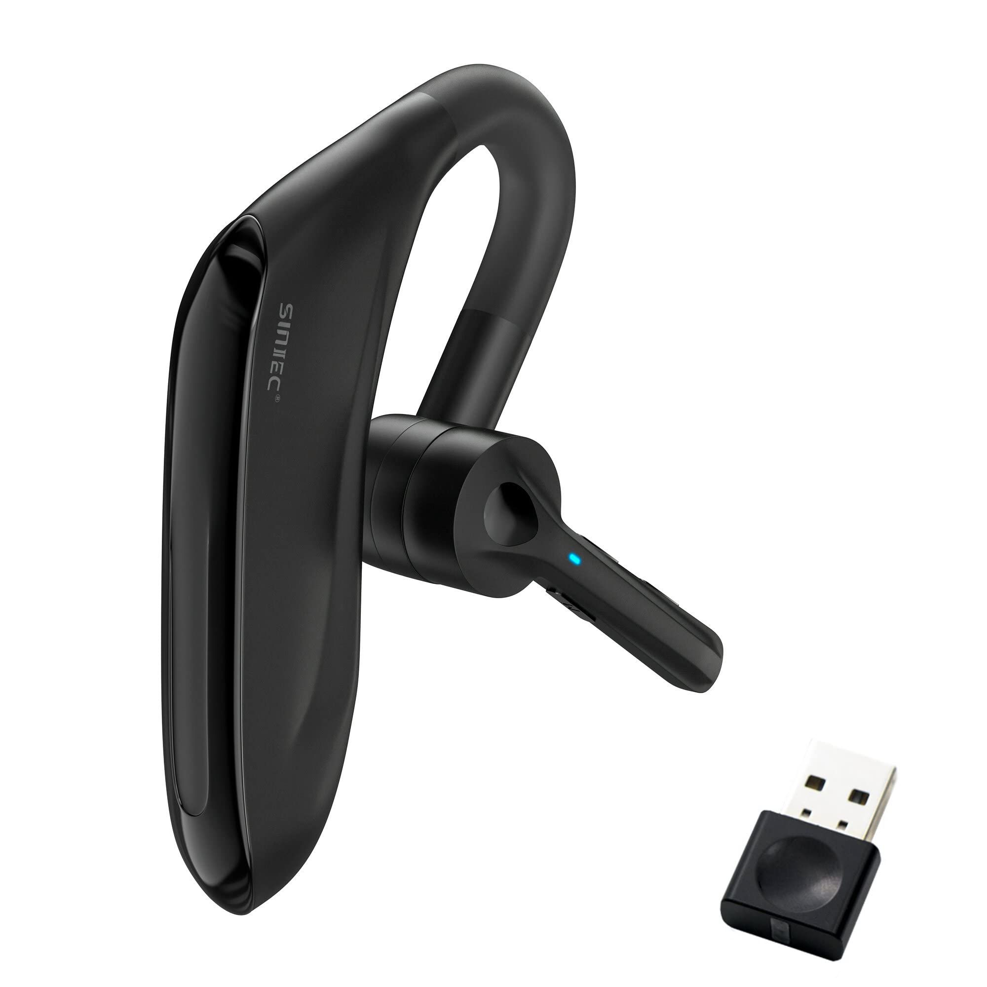SUNITEC Bluetooth Headset Wireless Headset with Dongle for Computer 45H Talk Time USB-A Compatible to Connect to Your PC Mac - Works with Teams, Zoom(USB Adapter Included)