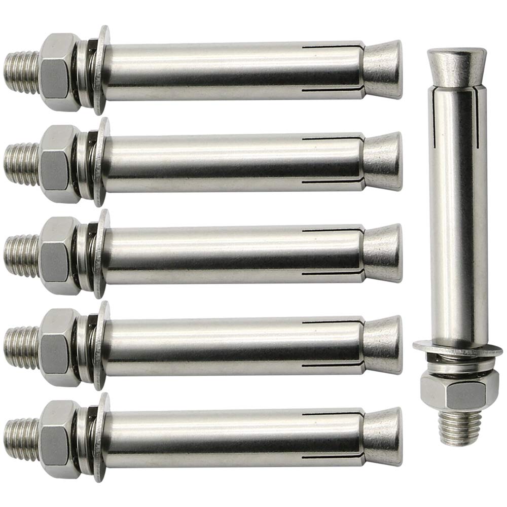 SENDILI 6 Pieces Stainless Steel Expansion Screw Bolts M8 - External Hex Nut Expansion Sleeve Anchor Bolt Heavy Duty Fixing Anchors, M8*120/6 Pieces