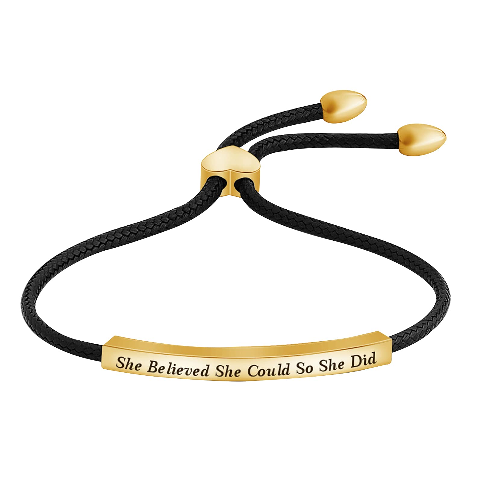 Inspirational Bracelet, Encouragement Bracelet She Believed She Could So She Did Adjustable Weaving Rope for Women Girls
