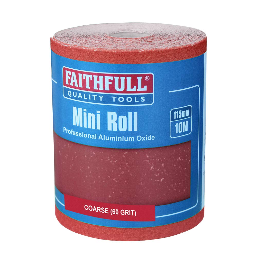 Faithfull AR1060R Aluminium Oxide Paper Roll 115mm x 10m 60g - Red Heavy Duty