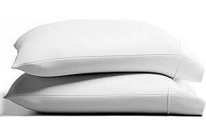 TEXAS LINEN CO. 100% Organic Cotton Percale Pillow Cases Standard/Queen Size Set of 2 - Percale Pillowcases Standard/Queen, Soft Cooling Pillow Cases for Sleeping, Cotton Pillow Covers - White
