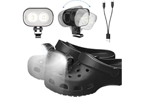 COSOOS Original 2 Rechargeable Headlights for Croc Charms,Rechargeable Flashlight Attachment for Croc Accessory Kids Boy Girl Women Men Sandal,Clip on Clog Headlamp Shoe Decoration Charm for Croc