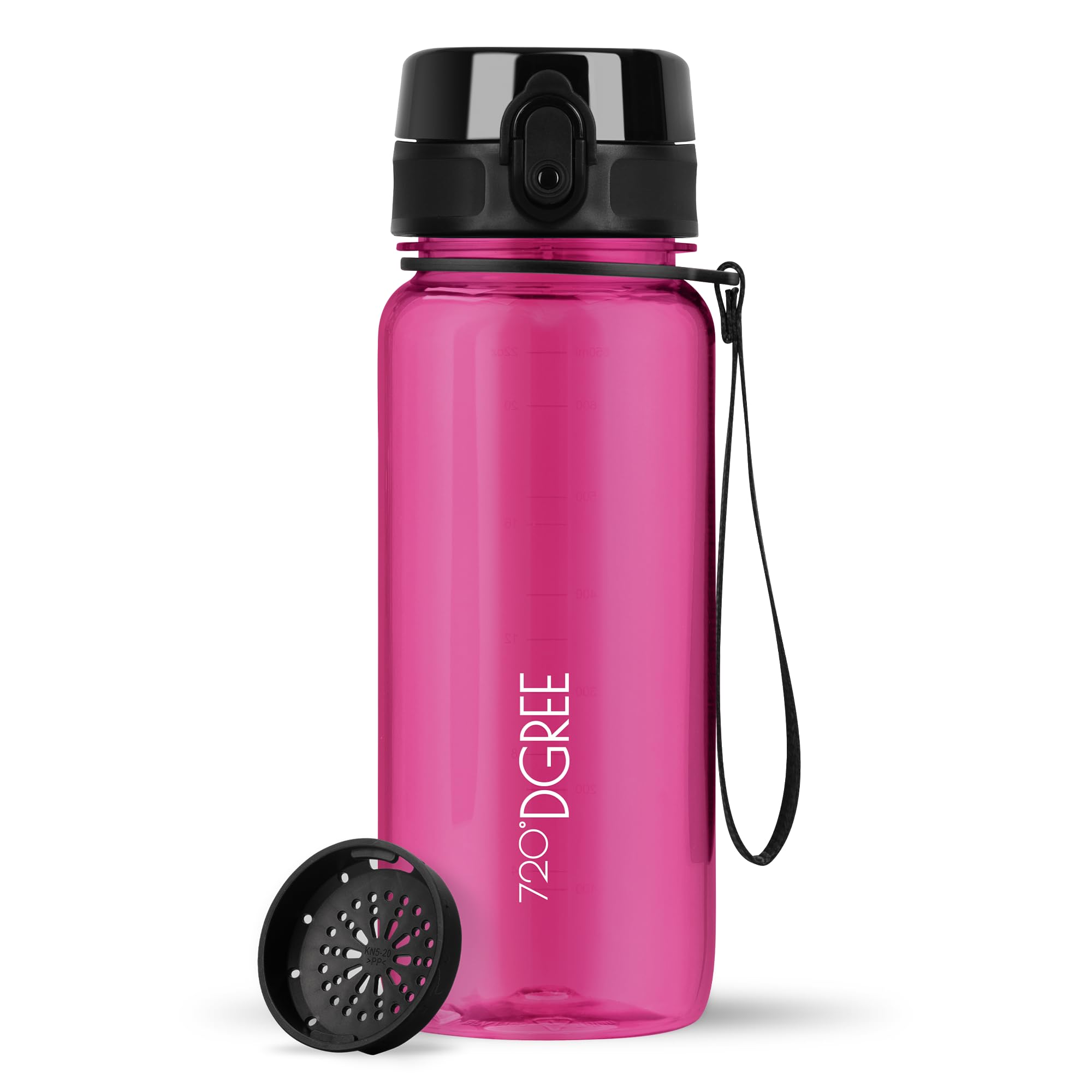 720°DGREE Water Bottle 650ml “uberBottle“ softTouch +Sieve - BPA-Free Tritan, Leakproof, Reusable Drinking Bottle - Sports Bottle for School, Fitness, Gym, Cycling, Travel, Office, Outdoor, Hiking