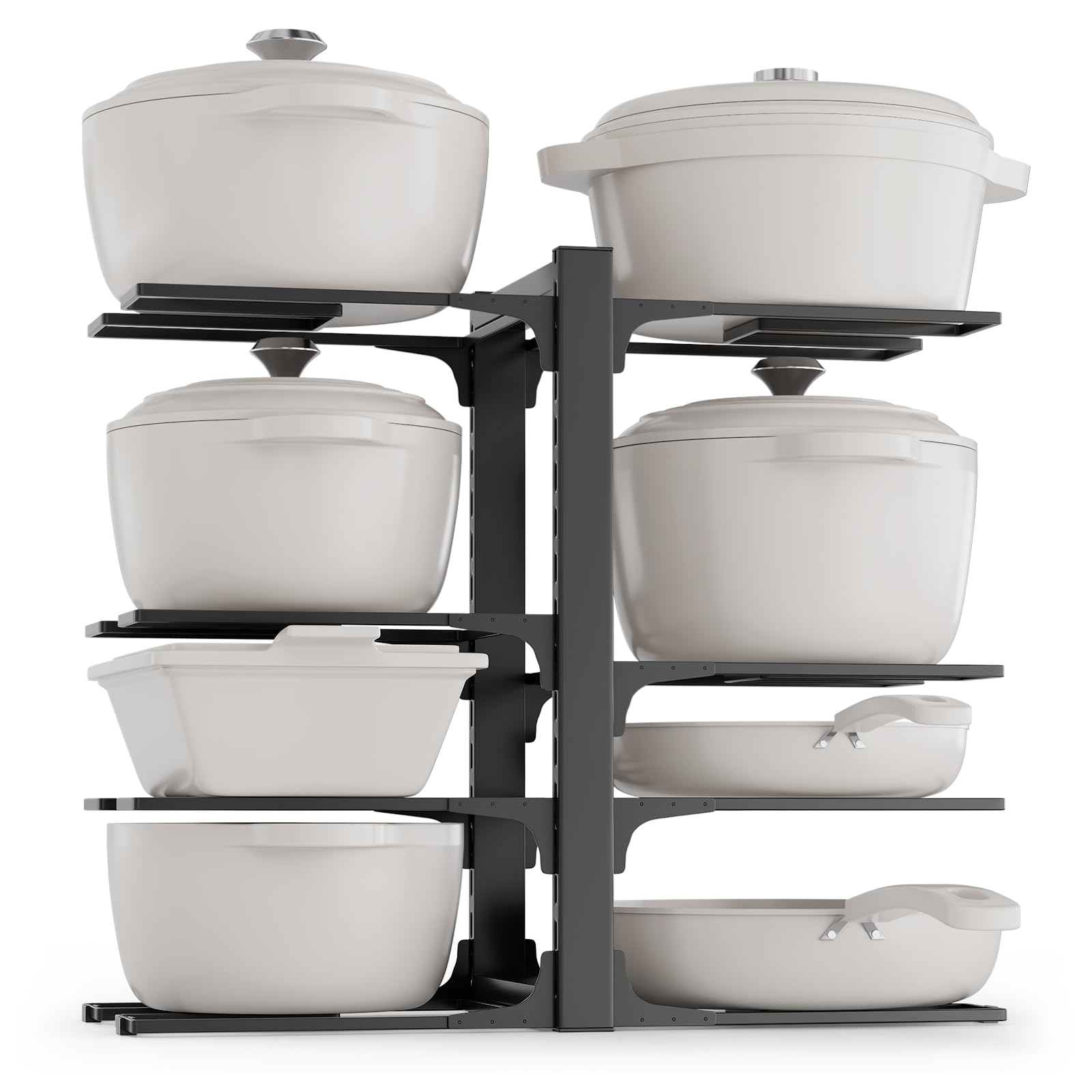 TCHCWYS Pots and Pans Organizer Rack for Cabinets, Heavy Duty 8-Tier ...