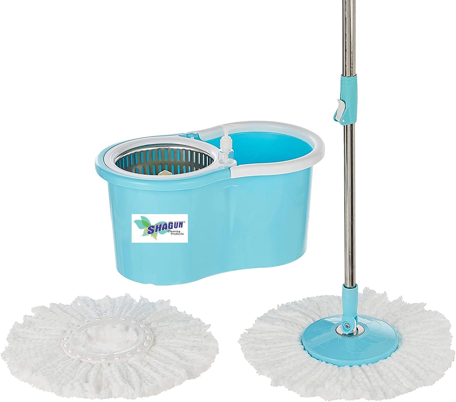 Shagun Combo Bucket Spin Mop Set with Steel Basket and Small Wheels, 2