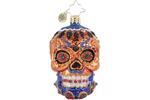 Christopher Radko Hand-Crafted European Glass Christmas Tree Ornament Decoration, Colorful Calavera Gem