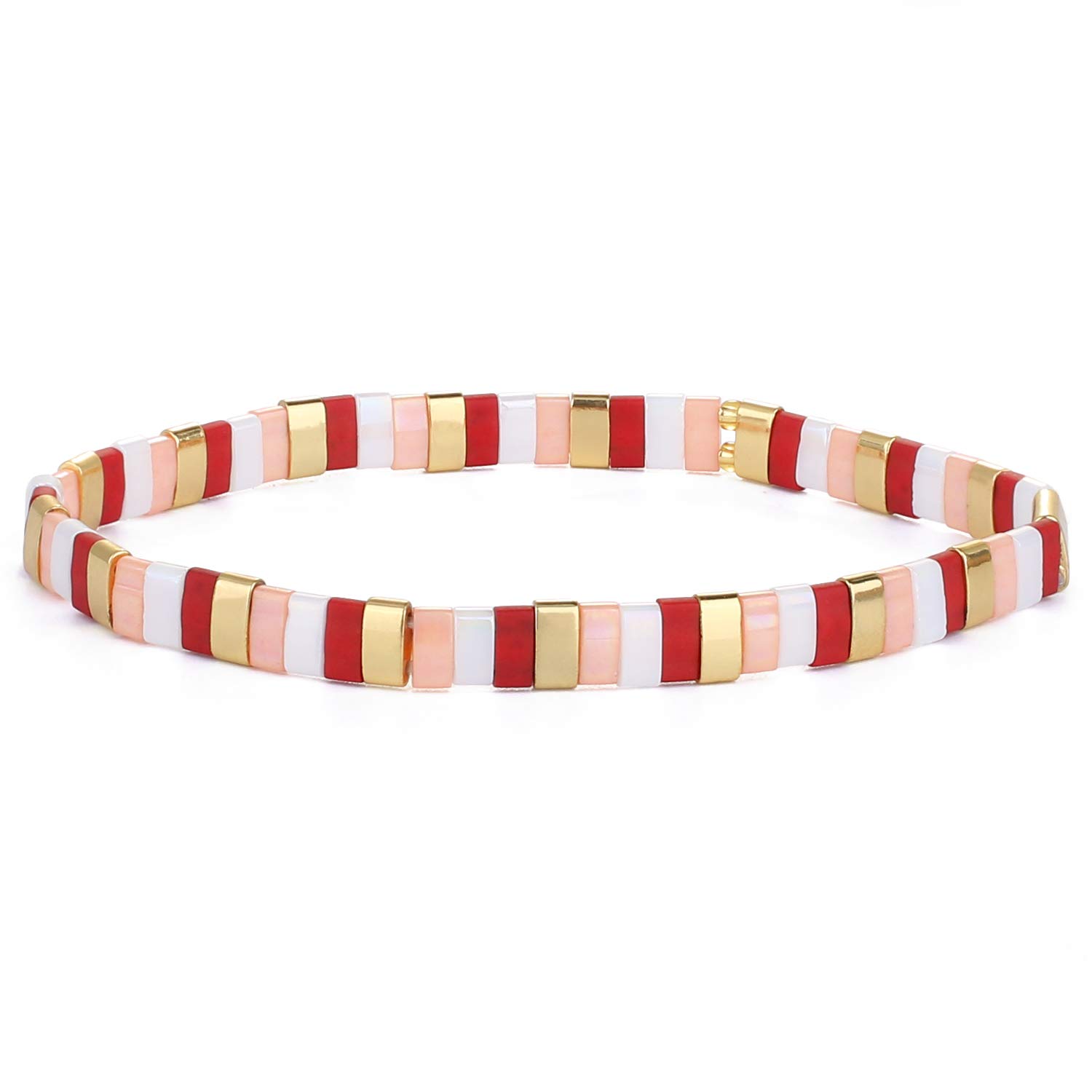 KELITCH Stretch Bracelets Mixed Handmade Seed Beaded Bracelets Lucky Jewelry for Women Lovers - 06H