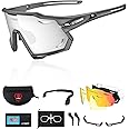 X-TIGER Polarized Cycling Glasses with 5 Interchangeable Lenses,MTB Biking Baseball Running Sports Sunglasses for Men Women