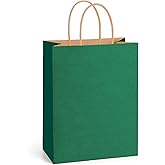 SIMPLECOOL 25pcs Medium Paper Gift Bags with Handles 8.2x4.3x10.6 in. Favor Bags Goodie Bag Bulk for Party, Birthday, Wedding, Merchandise, Retail Business, Arts, DIY Crafts - Green