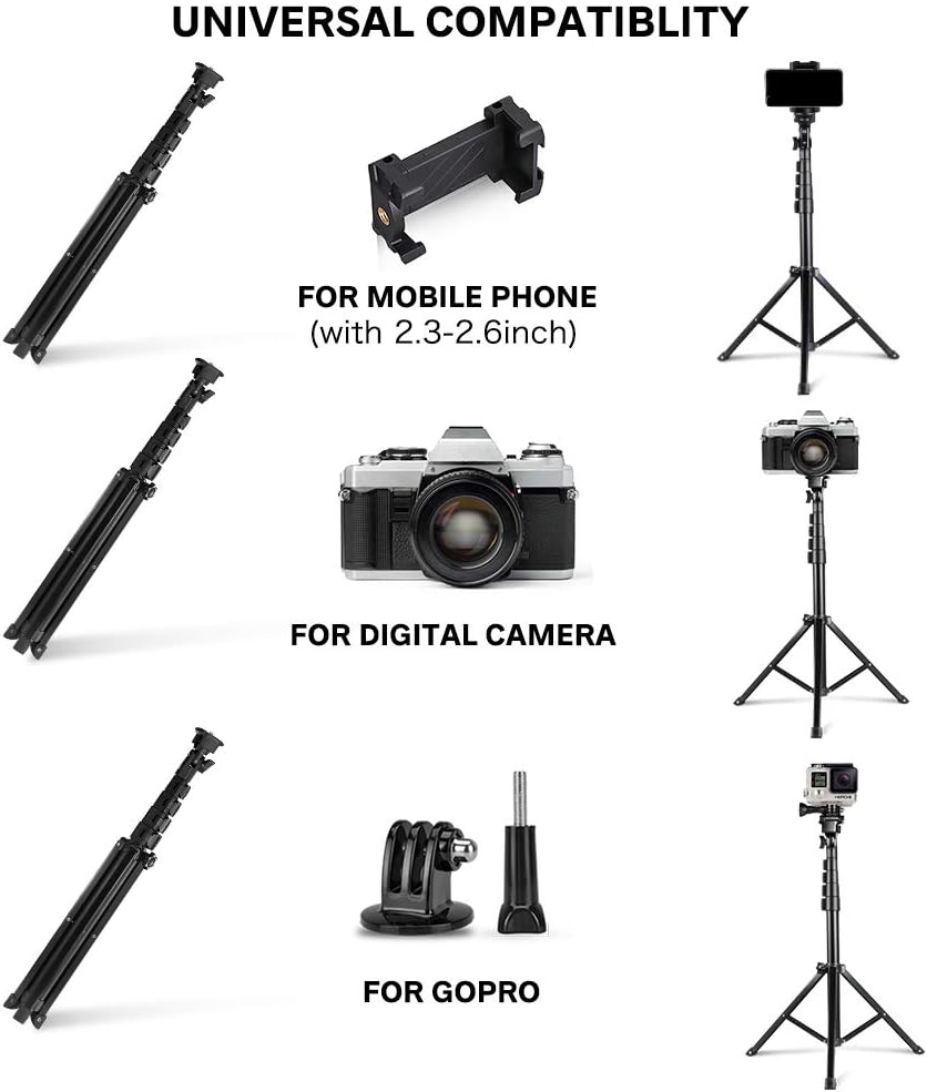 60-inch Selfie Stick Tripod, UBeeszie Extendable Cell Phone Tripod Stand with Wireless Remote Shutter, Compatible with iPhone, Android, DSLR, Action Camera.: Camera & Photo