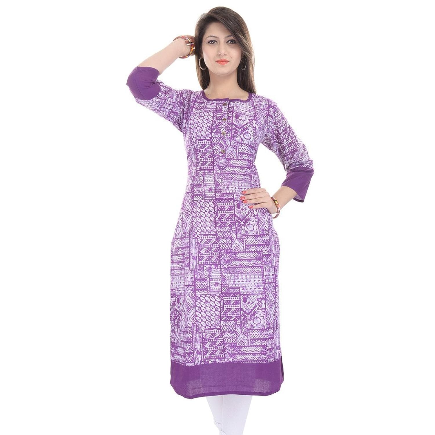 gulmohar jaipur women's cotton printed 3/4 sleeve kurti