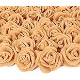 INSUNSIX Artificial Rose Flower Heads, 100pcs Gold Yellow Roses Artificial Flower Foam Rose for DIY Wedding Bouquets Centerpieces Arrangements Party Baby Shower Home Decor (Stemless,Gold Yellow)