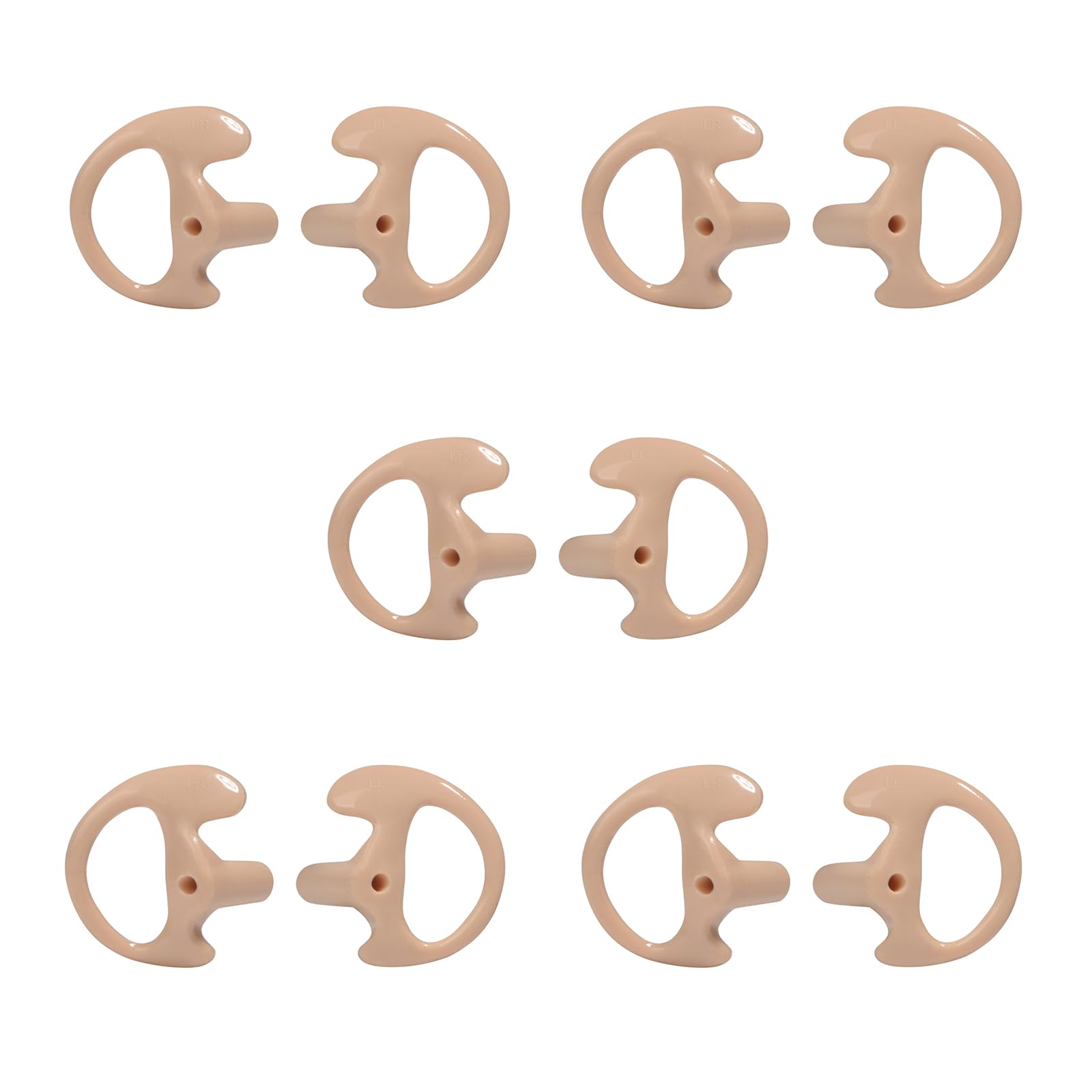 HYSHIKRA Replacement Soft Earmould Earpiece Earbud Air Acoustic Headset Earplug for Walkie Talkie Coil Tube Audio Kits,5 Pairs (Beige, Large)