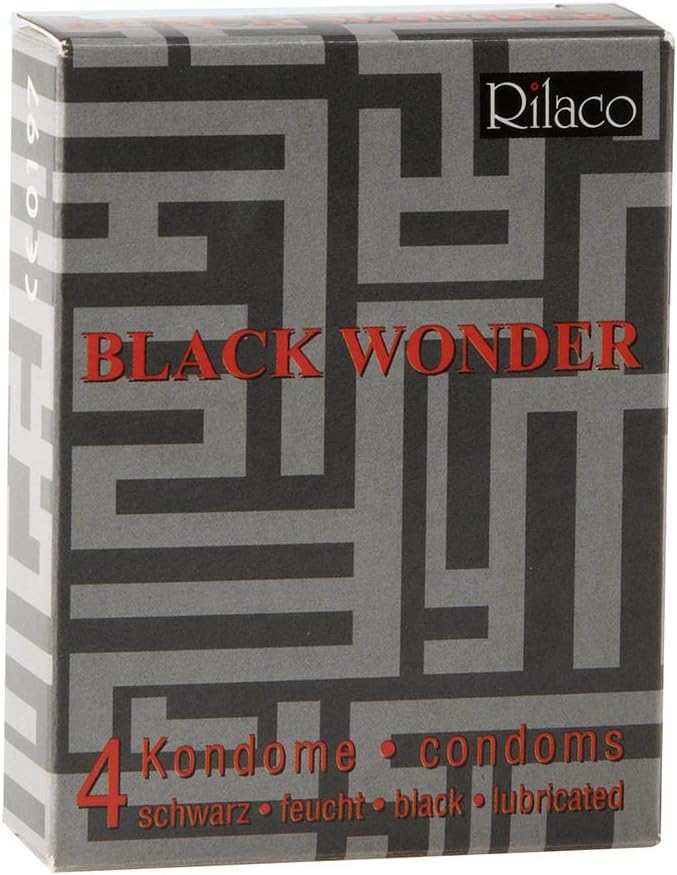 Rilaco Black Wonder Condoms, 4-Piece