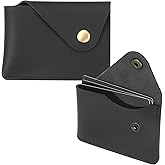 PATIKIL Slim Leather Card Holder with Snap Closure, Leather Front Pocket Wallet Card Case Holder for Cash Coin Men and Women Business Office, Black