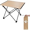 VILLEY Portable Camping Side Table, Ultralight Aluminum Folding Beach Table with Carry Bag for Outdoor Cooking, Picnic, Camp, Boat, Travel