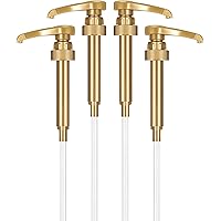 4-Pack Gold Little Squirt Syrup Pumps for Coffee Syrup Bottle, Fits 750ml 25.4oz Torani, Starbucks, Skinny, DaVinci, Monin Bo