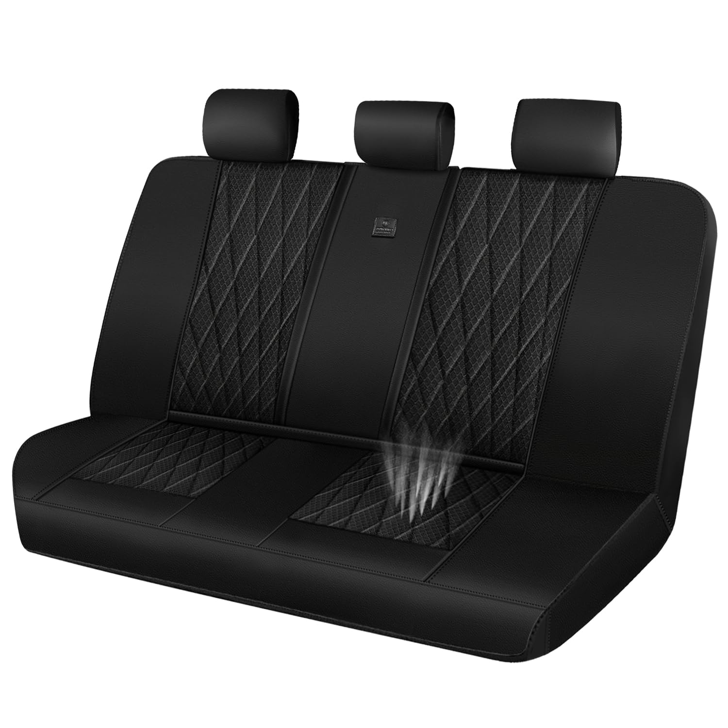 Photo 1 of CAR PASS Thick Foam 3D Air Mesh Leather Rear Bench Car Seat Covers, Breathable Deluxe Anti Slip Automotive Back Seat Cover Universal Fit for 95% Sedans SUVs Vans Trucks, Solid Black