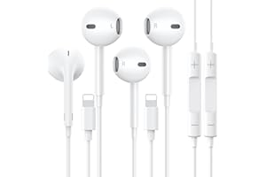 TOTETY 2 Pack Apple Earbuds Wired/iPhone Headphones Wired/Lightning Earphones [Apple MFi Certified](Microphone & Volume Control) Noise Isolating Headphones for iPhone 14/13/SE/12/8/7 All iOS Systems