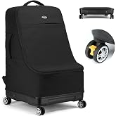 TUGUAN Travel Bag for Air Travel with Spinner Wheels, Infant Car Seat Bags with Hard Bottom, Padded Car Seat Backpack, Large Storage Bag for Airport Check, Black