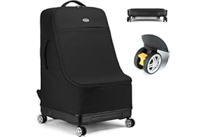 TUGUAN Travel Bag for Air Travel with Spinner Wheels, Infant Car Seat Bags with Hard Bottom, Padded Car Seat Backpack, Large Storage Bag for Airport Check, Black