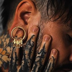 Twolobes 2 PCS Gold Ear Gauges With 10 twisty nose