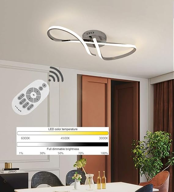 Luz de Techo LED Forma de Bucle con Barra de luz Curva Lámpara de Techo