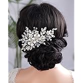 Kercisbeauty Wedding Bridal Silver Hair Comb Crystal Flower Hair Piece for Women Girls Banquet Jewelry (Silver)