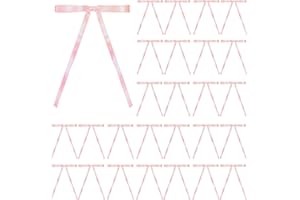 Meseey 30 Pcs Satin Bows with Twist Tie 5 x 7 Inch Pretied Premade Ribbon Bows for Tree Wreath Garland Home Decor Indoor Outdoor Decorations (Light Pink)
