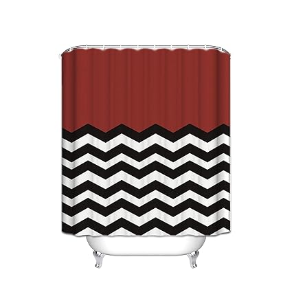 Amazon Com Aldecor Red Black And White Chevron Shower Curtain