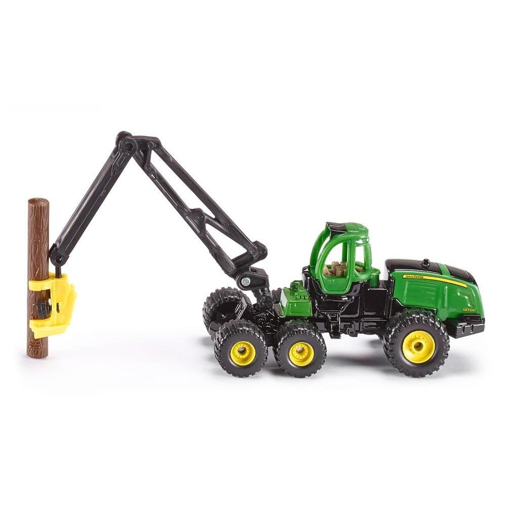 siku 1652, John Deere Harvester, Forstwirtschaft, Metall/Kunststoff, 1:87, Grün, Inkl. Baumstamm, Drehbarer Kran