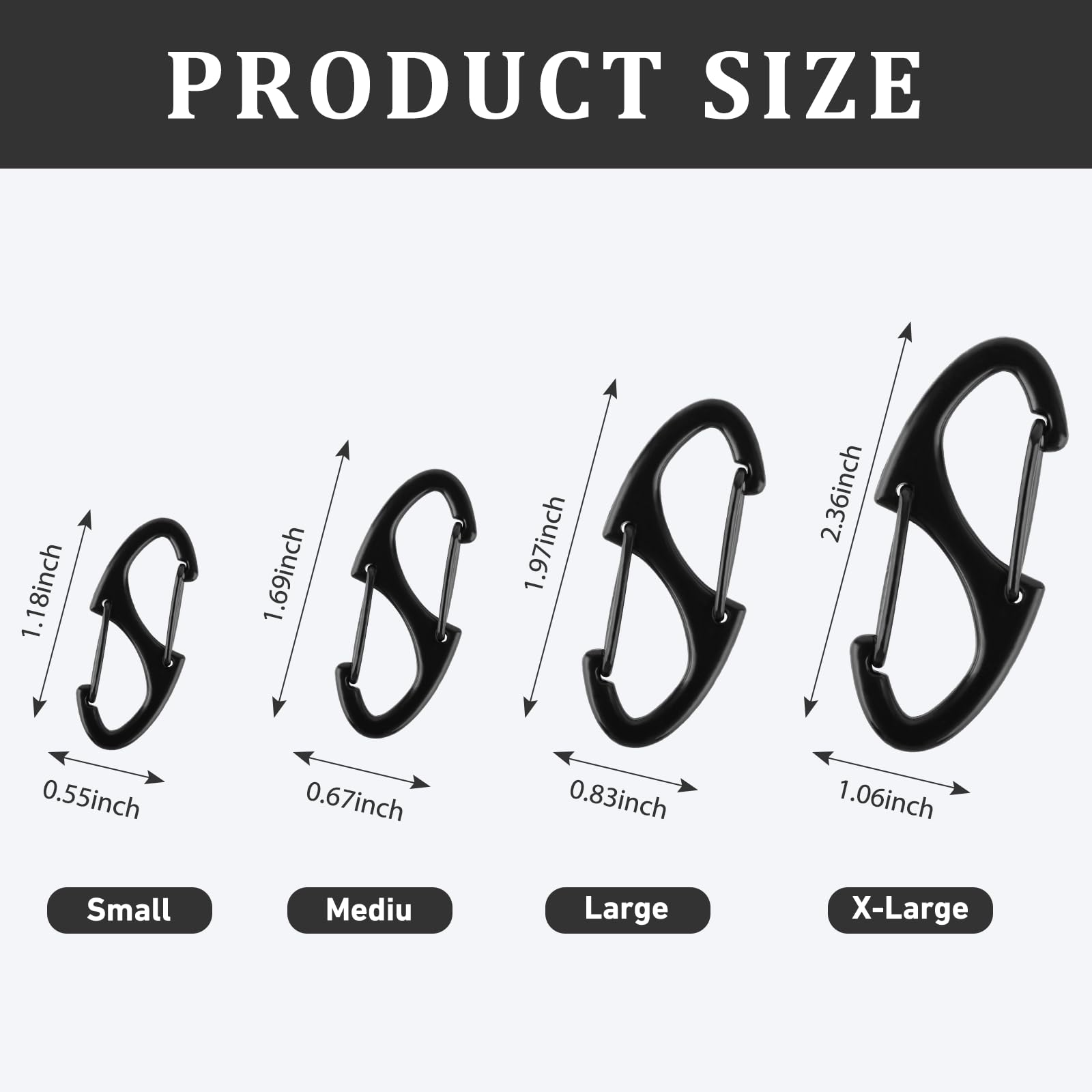 Zipper Clips Anti Theft, 20 Pcs Zipper Pull Locks for Backpacks, Double-Sided Spring S Carabiner Clasps Theft Deterrent for Luggage Suitcase Handbags Keys Purse(Black)