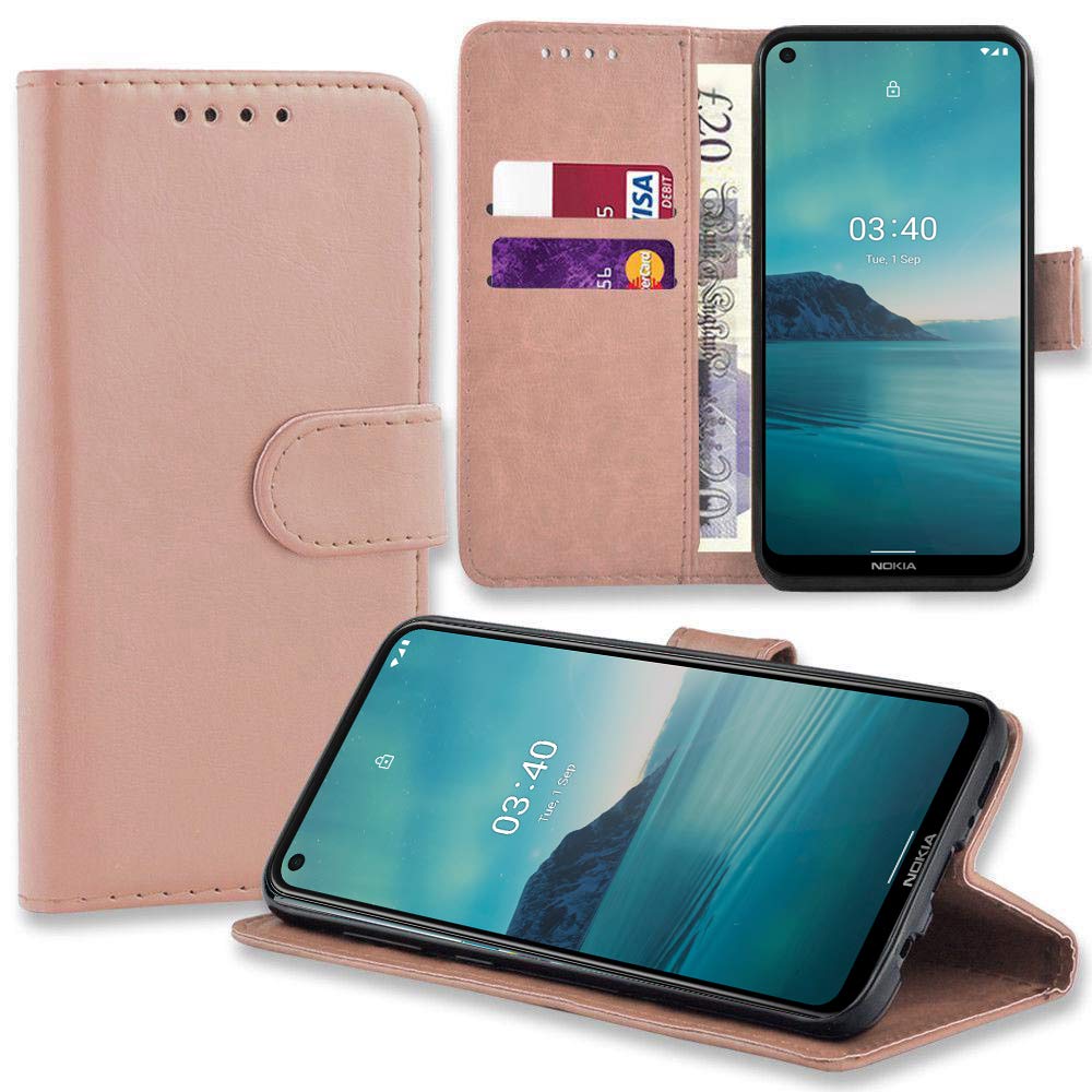 AMPLE Nokia 3.4 Case, Nokia 3.4 Book Cover Premium PU Leather Flip Foil [Magnetic Protective] Wallet Case Cover [Credit Card Slot] for Nokia 3.4 (ROSE GOLD)